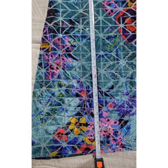 Anthropologie Moulinette Soeurs Blue Lange Velvet Slip Midi Dress Metallic Flora - Picture 4 of 11